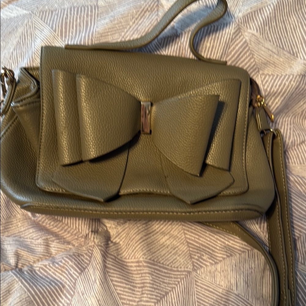 Olive Green Bow Accent Women's Bag